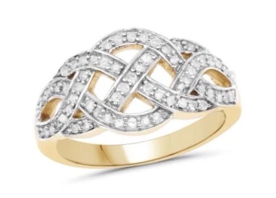 STUNNING WOMENS 14K YELLOW GOLD FINISH DIAMOND SIZE 7 DESIGNER RING  - Image 1 of 4