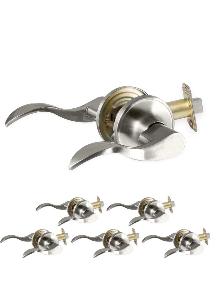 Palanca de puerta de armario/pasillo estilo onda con 4 bisagras de puerta a juego. Foto 1 de 4