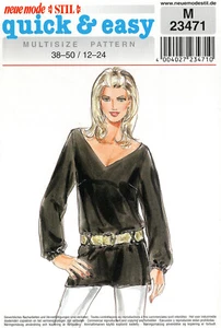 Neue Mode 23471 Tunic w Deep V-Neck, Criss-Cross Belt Carriers Sz 12-24 UNCUT - Picture 1 of 4
