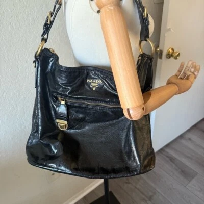 💎AUTÉNTICO BOLSO HOBO GRANDE PRADA BRILLANTE VITELLO💎 Foto 1 de 4