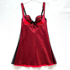 Victoria?s Secret Babydoll Lingerie Size 34 B - Red Black Lace Underwire