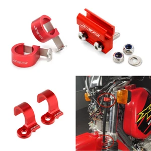 For HONDA XR250R XR250L XR 400 600 650 R A set Brake Hose Line Guide Clamps Red - Picture 1 of 12