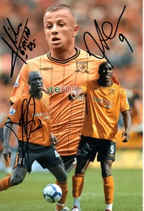 Ghilas, Altidore & Olofinjana Hand Signed Hull City AFC 12x8" LTD Montage Photo - Picture 1 of 3