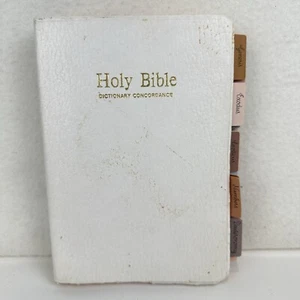 Holy Bible KJV Red Letter Concordance Dictionary Nelson 1977 White Cover W/ Tabs - Picture 1 of 14