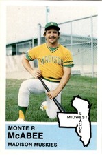 1982 Fritsch Cards #15 Monte McAbee Madison Muskies Oakland A's