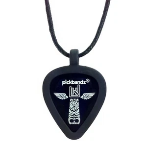 Guitar Pick Necklace Holder – Pop In Your Pick! Black Pickbandz Pendant for Guit - Picture 1 of 9