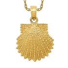 14K Yellow Gold Scallop Shell Necklace Charm Pendant