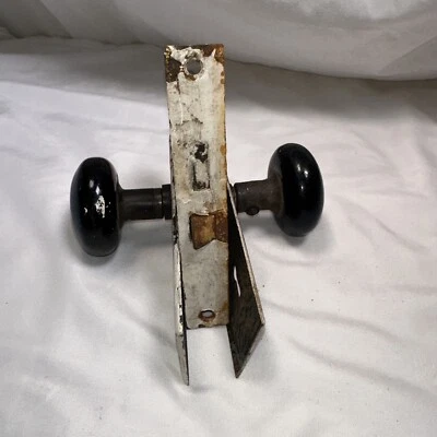 Perillas de puerta de salvamento vintage porcelana negra Foto 1 de 4