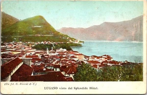 Lugano Switzerland City View from Hotel Splendide Royal 1900s Postcard - Picture 1 of 2