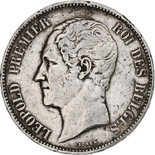 [#1113340] Belgium, Leopold I, 5 Francs, 5 Frank, 1865, Silver, EF, KM:17