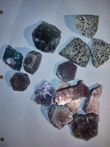 2lb natural Crystal Minerals Dalmatian Jasper Lapidolite Fluorite Ruby Sapphire - Picture 1 of 2