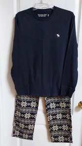 New Mens Abercrombie & Fitch Navy Sleep Top & Bottoms Lounge Sleep Pants Set  XS - Picture 1 of 4