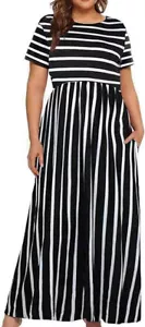 NWT $40 SIZE 2XL Kancystore Short Sleeve Plus Size Maxi Dress w/ Pockets Loose - Picture 1 of 2