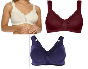 Soft Full Cups Bra No wire no padding opaque with pretty lace Non-Wired Wirefree - Picture 1 of 5