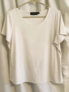 Elementz Women's White Solid Scoop Neck Short Sleeve Top Shirt Size: Large - Picture 1 of 4