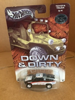 Camión Toyota Hot Wheels Down & Dirty Real Riders 2004 edición limitada negro/blanco Foto 1 de 4