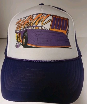 Vtg Nissin World 100 Racing Hat Purple Snapback Mesh Foam Rope Cap 80s - Image 1 of 4