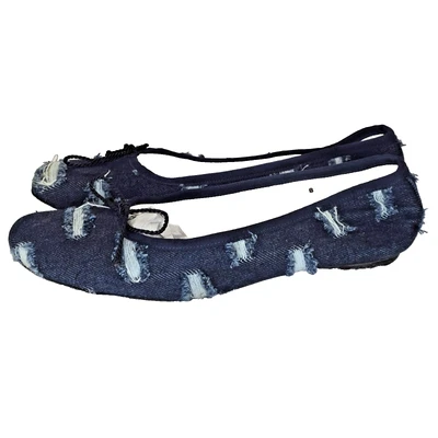 Zapatos Paul Mayer Attitudes para mujer talla 8B azul desgastado denim ballet planos lazo Foto 1 de 4