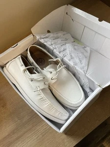 Amali Driving Moccasin Lace Up White Men’s Size 10 Boat Shoes Style Nice Pair! - Picture 1 of 11