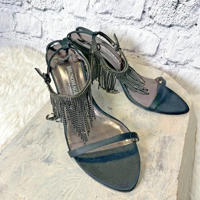 De colección Raro Bruno Magli Para Mujer Gatito Zapatos de salón Negro Cristal Borla Talla 9.5 Foto 1 de 4