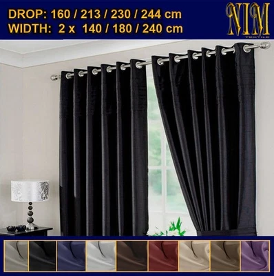 BLOCKOUT BLACKOUT 3 Layers Pure Fabric Thermal Insulated Eyelet Curtains Pair - image 1 of 3