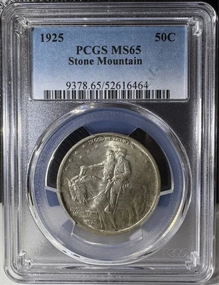 1925 50c Stone Mountain Silver Half Dollar PCGS MS65 (464) - Image 1 of 4