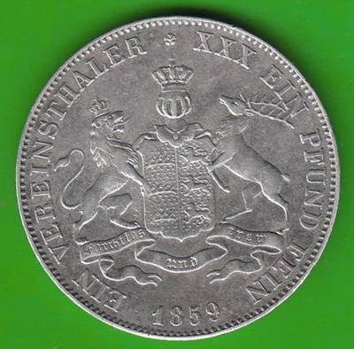 Coin Silver Württemberg Vereinstaler 1859 Good Very Nice nswleipzig - Image 1 of 3