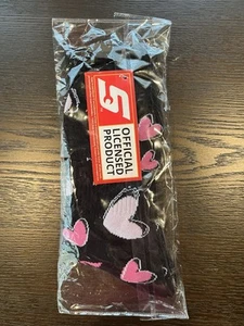 Snap-On Women’s Heart Socks Black Socks with Pink Hearts One Size Fits Most - Picture 1 of 11