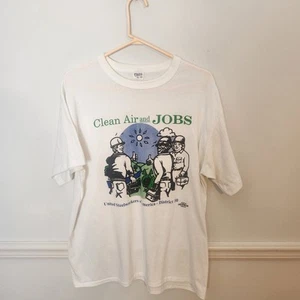 Vintage USW TShirt XL United Steelworkers Union Made USA Clean Air Graphic Tee - Picture 1 of 13