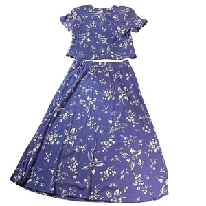 Vintage Talbots Blumen Bluse & Rock Set Large Kurzarm Maxi Lang (936) - Bild 1 von 12