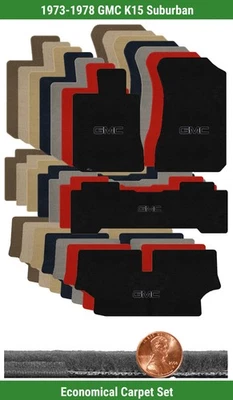 Juego de alfombrillas Velourtex personalizadas para '73-78 GMC K15 Suburban con logotipo (4 piezas) #O0A Foto 1 de 4