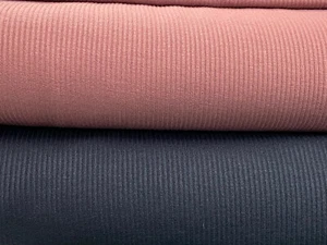 Plain Rib Knit Jersey Fabric by 1/2 Metre* in Various Colours Navy & Dark Pink - Picture 1 of 7