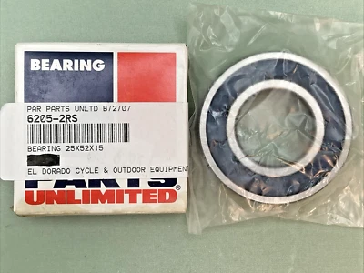 NEW GENUINE PARTS UNLIMITED 6205-2RS BEARING 25X52X15 - Image 1 of 2