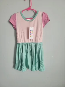 New - 2T Dress Dot Dot Smile Girl's Toddler Pink & Green Cap Sleeve - Picture 1 of 2