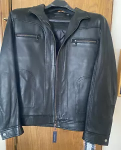 Brand New Roundtree & Yorke Lambskin Leather Jacket Black Zip Sz Lge Orig. $450 - Picture 1 of 8