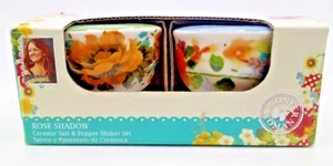 BNIP Pioneer Woman Rose Shadow Teacup Salt Pepper Shakers Cottagecore Farmhouse - Picture 1 of 10