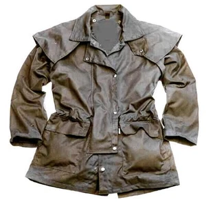 braune Wachs Wax Oilskin Regen JACKE AUSTRALIEN Kutscher Reiter braun - Bild 1 von 3