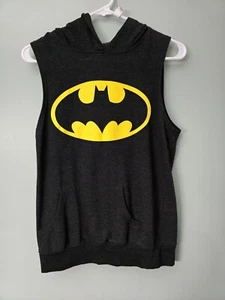 Batman DC Hooded Sweater Pullover Vest Juniors Youth Sz M Black Unisex - Picture 1 of 5