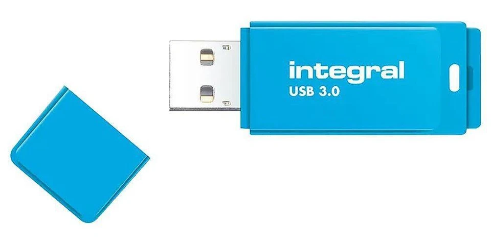 Neon USB 3.0 Flash Drive, 128GB Blue - INFD128GBNEONB3.0 - Image 1 of 1
