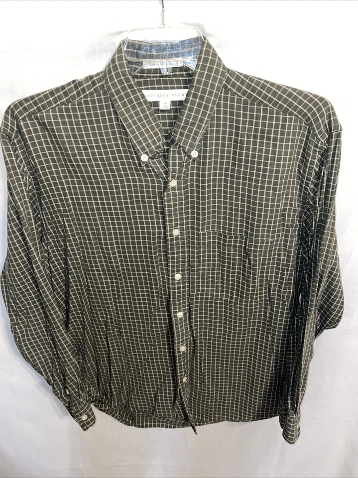 Camisa de Vestir Geoffrey Beene Para Hombre Talla Mediana Gris Rayas Negocios Formal Ciudad Foto 1 de 4