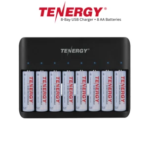 Cargador de NiCD Tenergy TN477U 8 bahías AAA NiMH y 8 pilas AA estándar - Imagen 1 de 9
