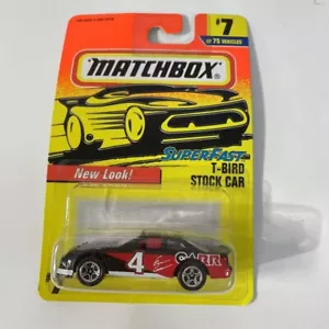 1996 Matchbox T-Bird Stock Car # 7 of 75 Vehicles New Look! Black Diecast NEW - Picture 1 of 7