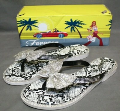 Sandalias planas sin cordones FOREVER para mujer estilo GLINT talla 5,5 M negro/blanco NUEVAS Foto 1 de 4