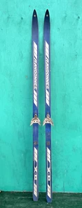 VINTAGE OLD Wooden Snow Skis 76" Long Has BLUE Finish Great for Decorating - Picture 1 of 3