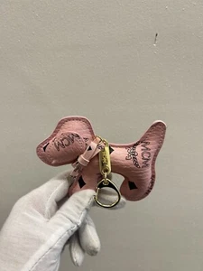 New MCM Pink Purse charm Plush Cute Puppy Keychain/ Key Ring Dog Bag Charm - Picture 1 of 3