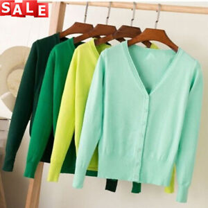 Womens Cardigan Long Sleeve Ladies Knitted Top Cardigans Outwear Solid Size 8-24