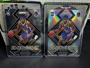▥21-22 Prizm Moses Moody Emergent Silver Prizm e Inserto Base Novato Warriors - Imagen 1 de 2