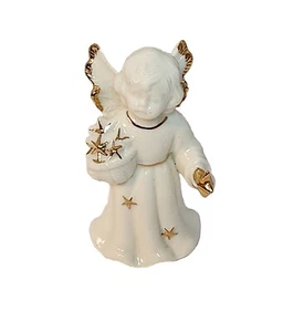 Christmas Angel Bell Stars 4" White and Gold Dated 2001 - Picture 1 of 4
