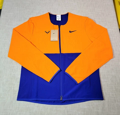 NIKE Mens Rafa Nadal Tennis Jacket Dri Fit Full Zip Orange Blue Size Medium Cover