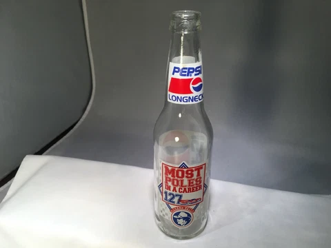 PEPSI LONGNECK BOTTLE RICHARD PETTY  MOST POLES IN A CAREER 127 CLEAR GLASS B Cover